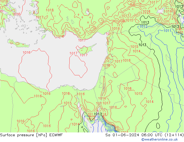 Presión superficial ECMWF sáb 01.06.2024 06 UTC