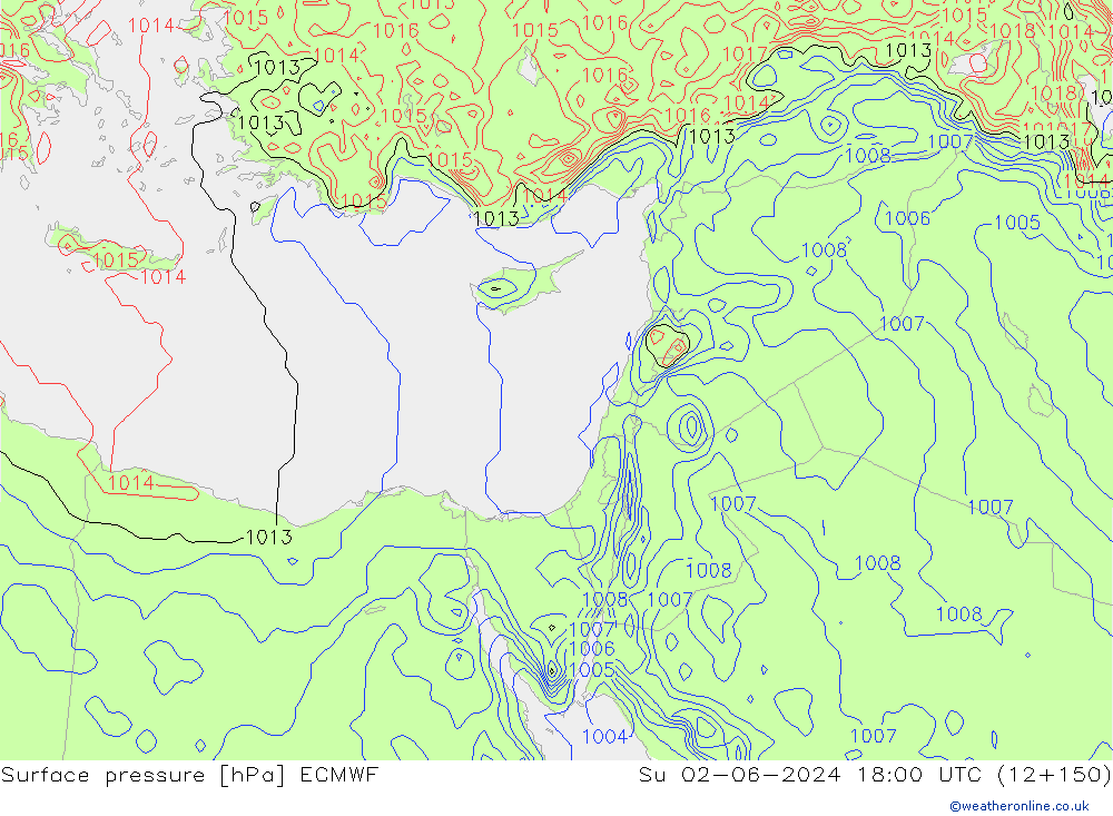 Pressione al suolo ECMWF dom 02.06.2024 18 UTC