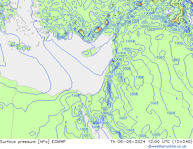 Surface pressure ECMWF Th 06.06.2024 12 UTC