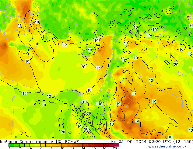 Isotachen Spread ECMWF ma 03.06.2024 00 UTC