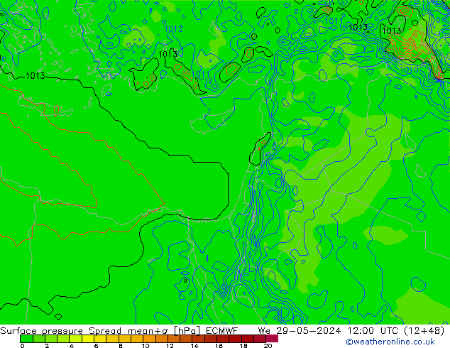 Yer basıncı Spread ECMWF Çar 29.05.2024 12 UTC