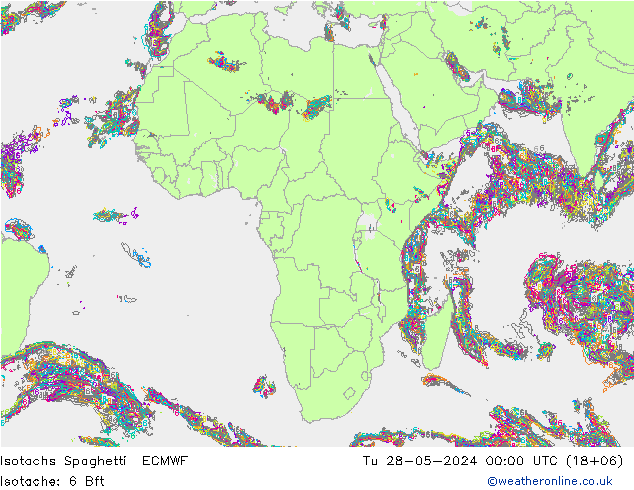 Eşrüzgar Hızları Spaghetti ECMWF Sa 28.05.2024 00 UTC