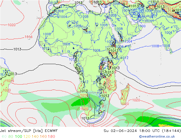 Jet stream/SLP ECMWF Su 02.06.2024 18 UTC