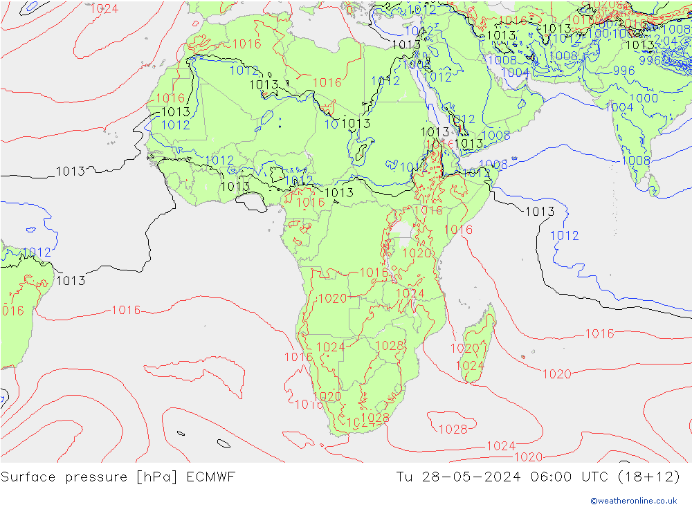 приземное давление ECMWF вт 28.05.2024 06 UTC