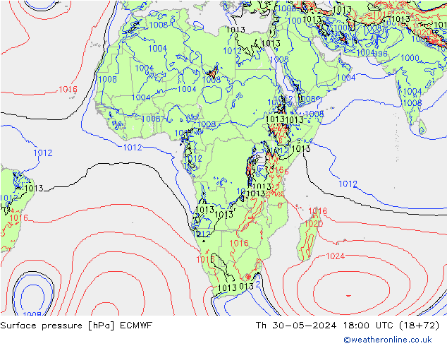 Surface pressure ECMWF Th 30.05.2024 18 UTC