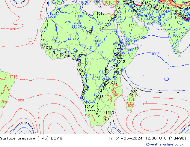 Surface pressure ECMWF Fr 31.05.2024 12 UTC