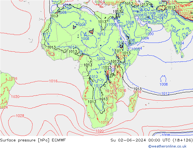 Yer basıncı ECMWF Paz 02.06.2024 00 UTC