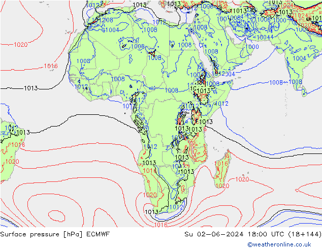 Yer basıncı ECMWF Paz 02.06.2024 18 UTC