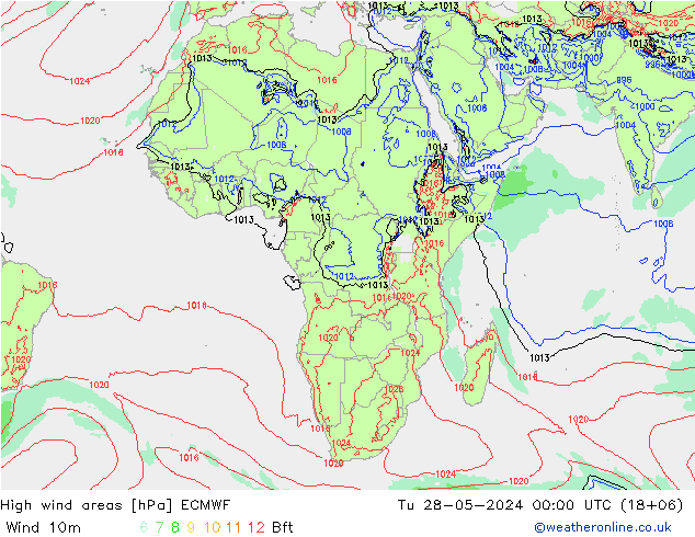 High wind areas ECMWF Tu 28.05.2024 00 UTC