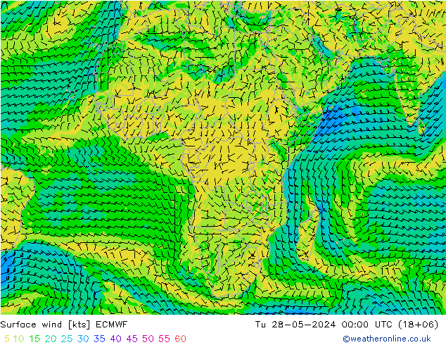 Vento 10 m ECMWF Ter 28.05.2024 00 UTC