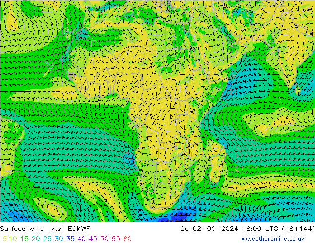 Rüzgar 10 m ECMWF Paz 02.06.2024 18 UTC