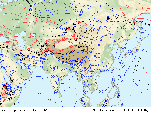 Presión superficial ECMWF mar 28.05.2024 00 UTC