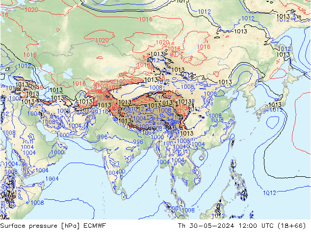 Luchtdruk (Grond) ECMWF do 30.05.2024 12 UTC