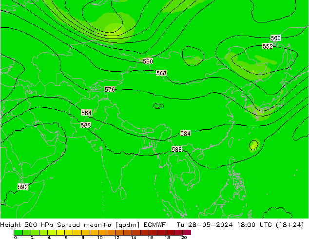 Height 500 hPa Spread ECMWF  28.05.2024 18 UTC