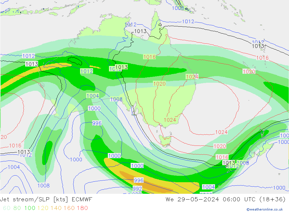 Corriente en chorro ECMWF mié 29.05.2024 06 UTC