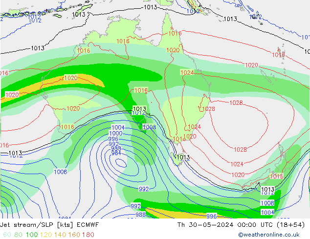 Jet stream ECMWF Qui 30.05.2024 00 UTC