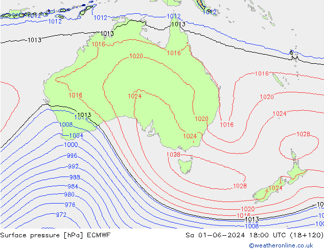 Luchtdruk (Grond) ECMWF za 01.06.2024 18 UTC