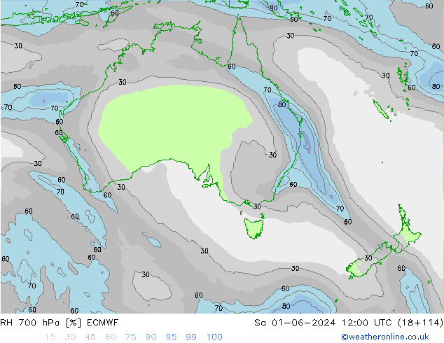 RH 700 hPa ECMWF So 01.06.2024 12 UTC