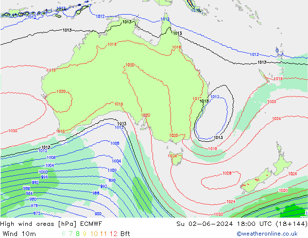 High wind areas ECMWF Ne 02.06.2024 18 UTC