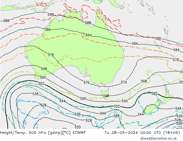 Yükseklik/Sıc. 500 hPa ECMWF Sa 28.05.2024 00 UTC