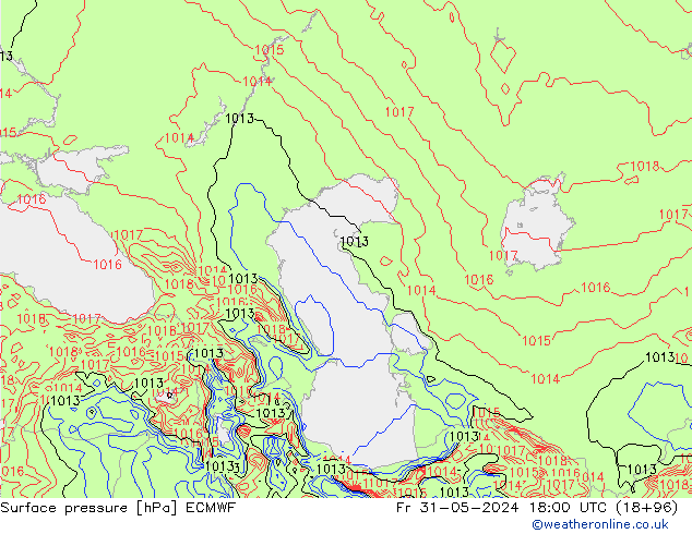 pressão do solo ECMWF Sex 31.05.2024 18 UTC