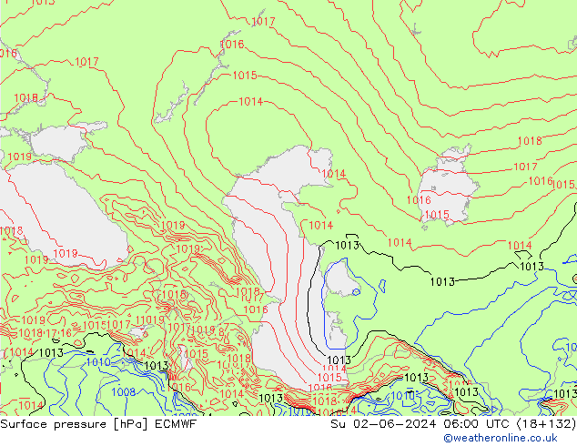 Pressione al suolo ECMWF dom 02.06.2024 06 UTC