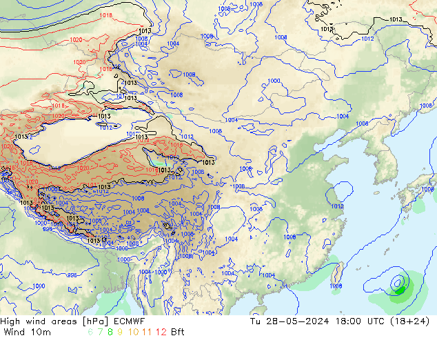 High wind areas ECMWF mar 28.05.2024 18 UTC