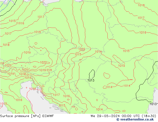 Surface pressure ECMWF We 29.05.2024 00 UTC