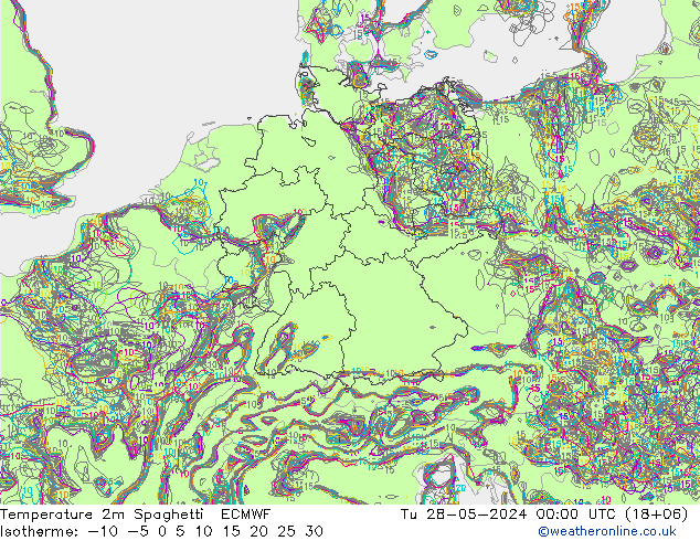 Sıcaklık Haritası 2m Spaghetti ECMWF Sa 28.05.2024 00 UTC