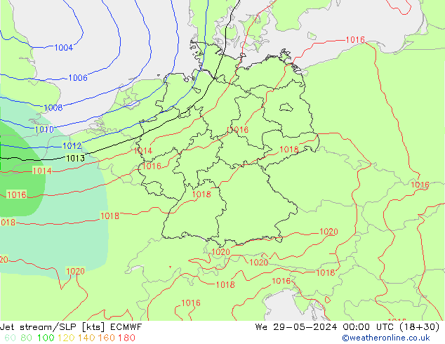 Straalstroom/SLP ECMWF wo 29.05.2024 00 UTC