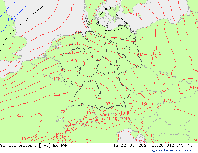 Surface pressure ECMWF Tu 28.05.2024 06 UTC