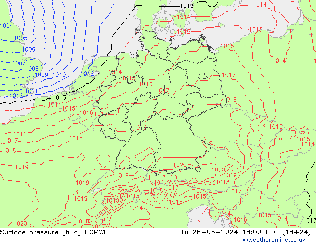 Surface pressure ECMWF Tu 28.05.2024 18 UTC