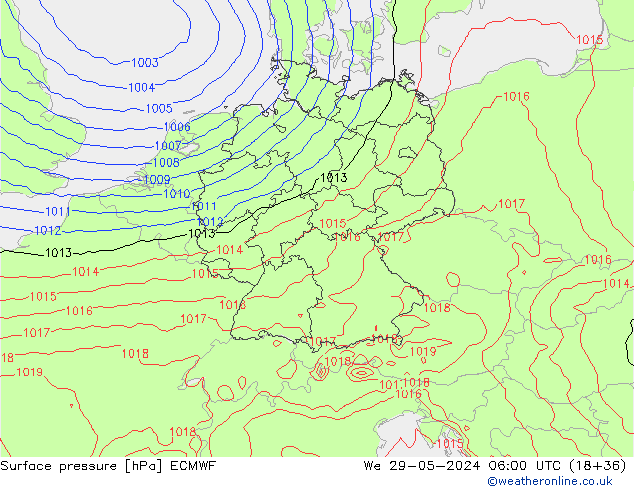 Yer basıncı ECMWF Çar 29.05.2024 06 UTC