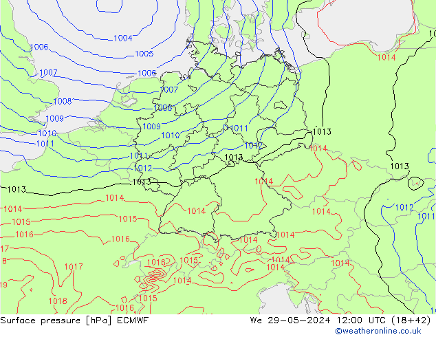 pressão do solo ECMWF Qua 29.05.2024 12 UTC