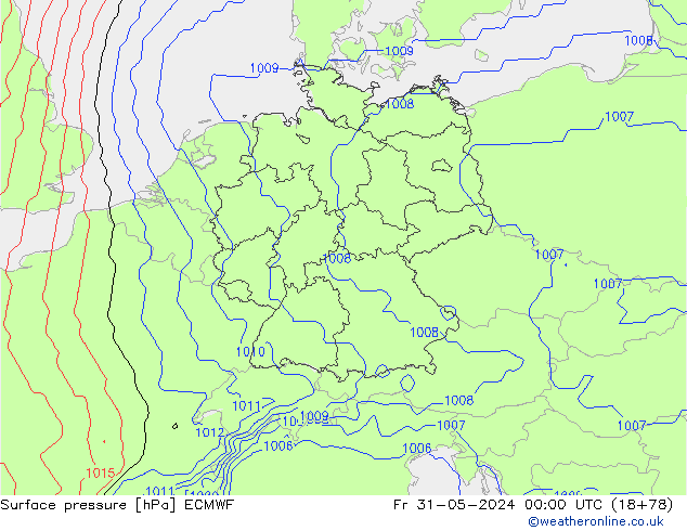 приземное давление ECMWF пт 31.05.2024 00 UTC