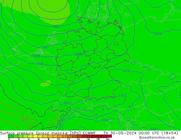 Bodendruck Spread ECMWF Do 30.05.2024 00 UTC