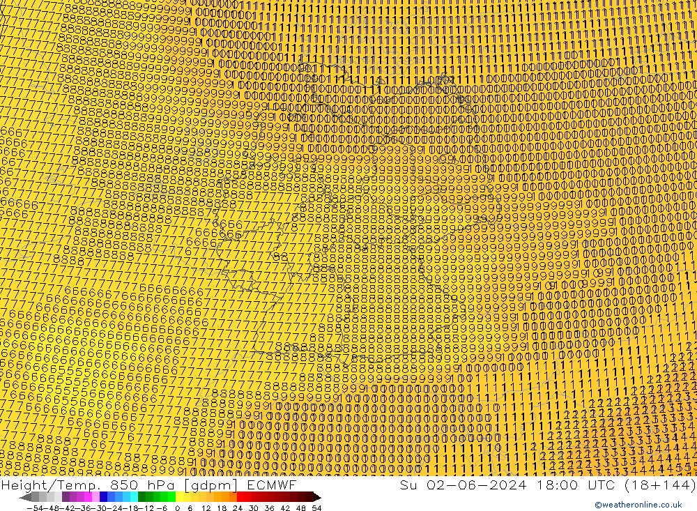 Height/Temp. 850 hPa ECMWF Dom 02.06.2024 18 UTC