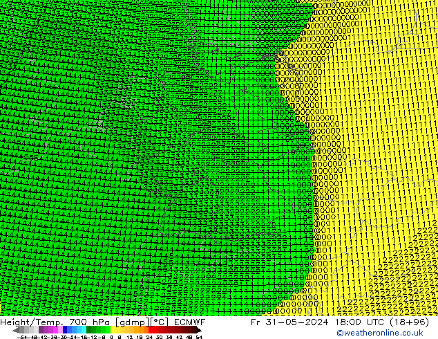 Height/Temp. 700 hPa ECMWF pt. 31.05.2024 18 UTC