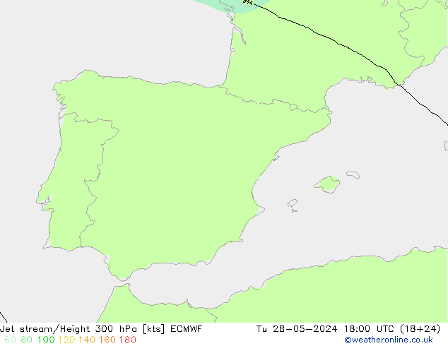 Jet stream/Height 300 hPa ECMWF Tu 28.05.2024 18 UTC