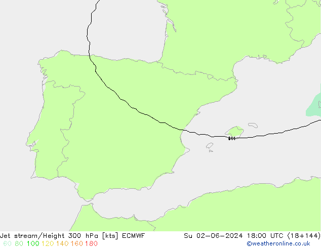 Jet stream ECMWF Dom 02.06.2024 18 UTC