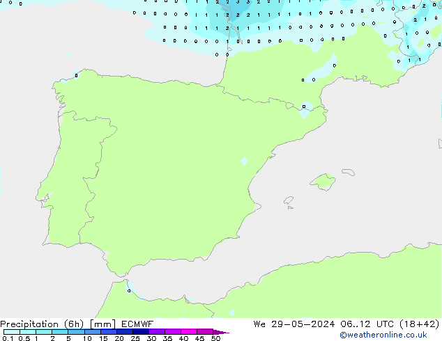 Précipitation (6h) ECMWF mer 29.05.2024 12 UTC