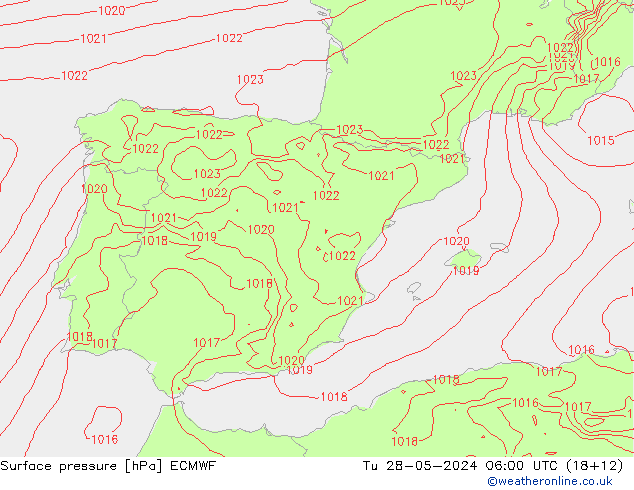 Pressione al suolo ECMWF mar 28.05.2024 06 UTC