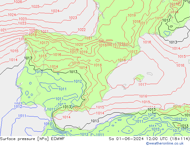 приземное давление ECMWF сб 01.06.2024 12 UTC