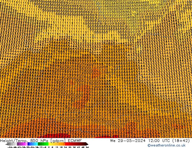 Yükseklik/Sıc. 850 hPa ECMWF Çar 29.05.2024 12 UTC