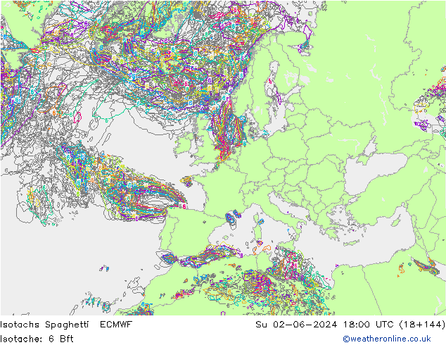 Isotachs Spaghetti ECMWF Su 02.06.2024 18 UTC