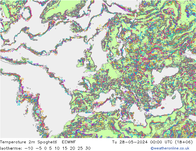 Temperaturkarte Spaghetti ECMWF Di 28.05.2024 00 UTC