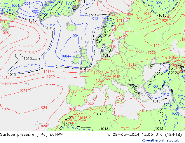 pressão do solo ECMWF Ter 28.05.2024 12 UTC