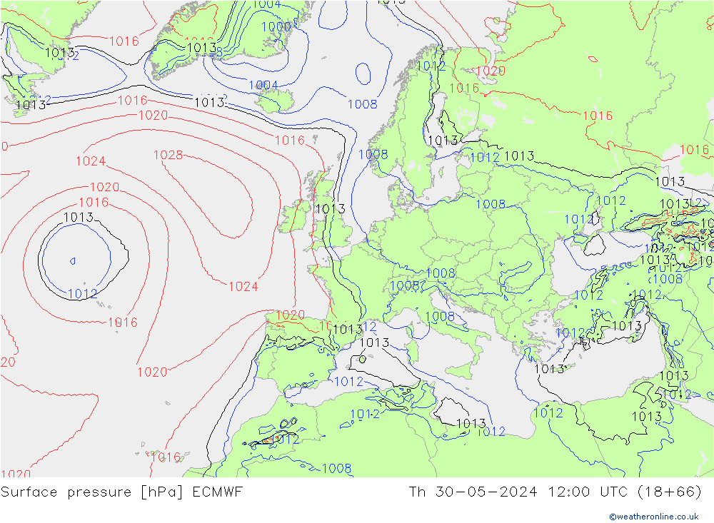 Luchtdruk (Grond) ECMWF do 30.05.2024 12 UTC