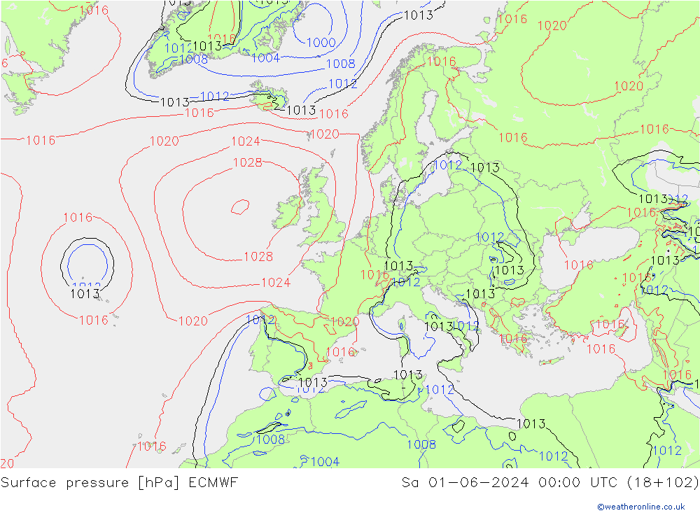 Luchtdruk (Grond) ECMWF za 01.06.2024 00 UTC