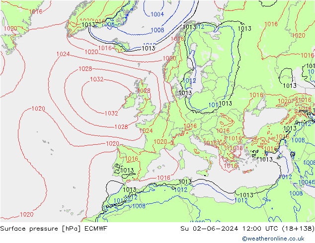 приземное давление ECMWF Вс 02.06.2024 12 UTC